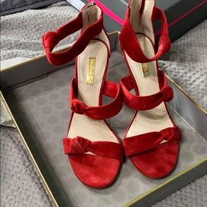 Strappy  red suede high heels